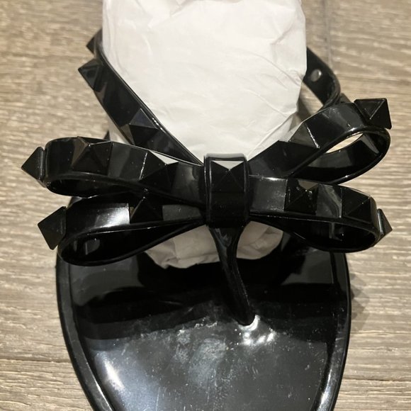 Black Bow Pyramid Stud Sandals - NWOT - Picture 2 of 6